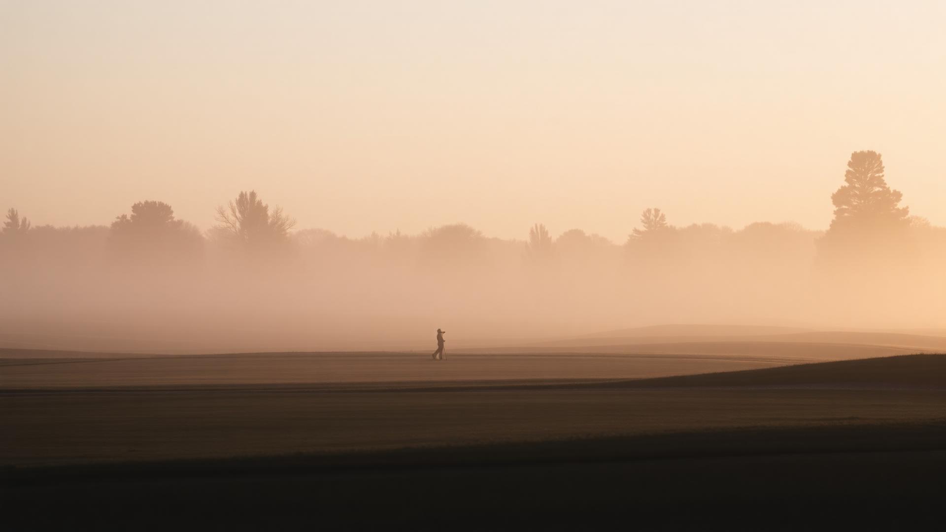 Misty fairway at dawn
